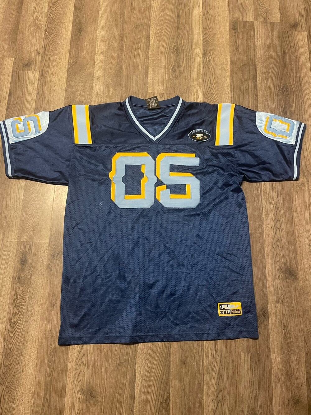 Vintage FUBU Sport Football Jersey #05 Blue Yellow Shadow XXL Y2K